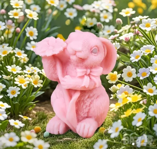 Молд заек с цвете