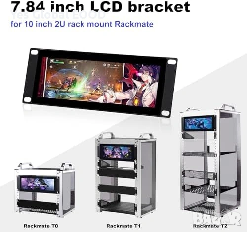 GeeekPi 7.84" 2U Rack LCD Touch 1280x400, снимка 4 - Монитори - 53604233