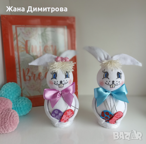 Ръчно изработени зайчета, снимка 6 - Декорация за дома - 36267308