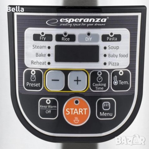 Мултикукър Esperanza EKG011, 860W, 5 литра, 11 Програми, Инокс, 2 ГОДИНИ ГАРАНЦИЯ, снимка 6 - Мултикукъри - 44151917