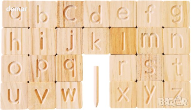 Дървени двустранни плочки за изучаване на азбуката - английски, снимка 3 - Образователни игри - 42133855