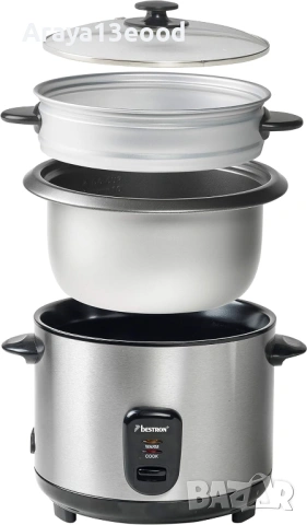 Bestron ARC180 Мултифункционален уред за готвене на пара от неръждаема стомана 1.8 литра 700 W, снимка 3 - Уреди за готвене на пара - 53800254