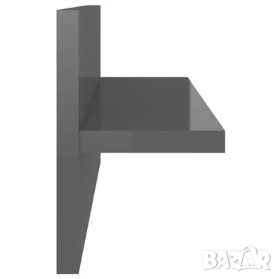 Стенни рафтове, 4 бр, сив гланц, 40x11,5x18 см, снимка 4 - Декорация за дома - 50589171