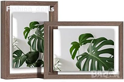 Нов Комплект 2 броя плаващи рамки 7x5 /Двойна стъклена рамка за картина