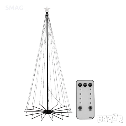 Черна коледна елха конус с 627 топло бели LED светлини_1253812, снимка 2 - Други - 52329474