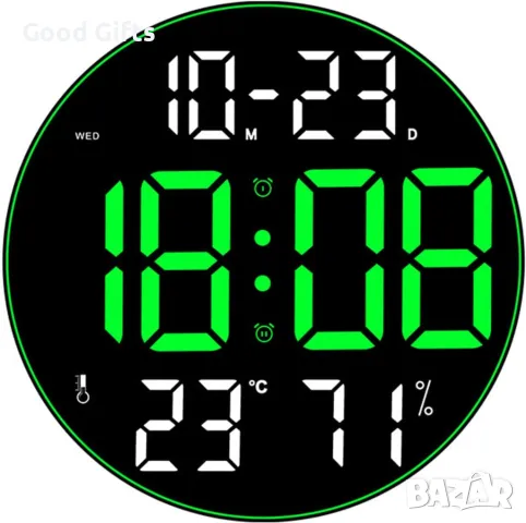 Кръгъл дигитален часовник за стена, снимка 2 - Стенни часовници - 50240201