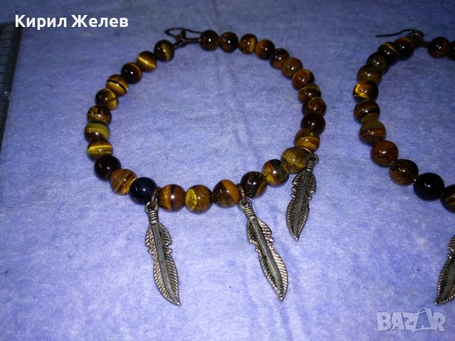 ШАРМАНТНИ СКЪПОЦЕННИ РЕТРО АРТ ХЕНД-МЕЙД ОБЕЦИ с ШЛИФОВАНИ КАМЪНИ ТИГРОВО ОКО 37687, снимка 14 - Обеци - 40684803