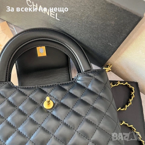 Chanel Дамска Черна Кожена Чанта С Къса И Дълга Дръжка С Торбичка На Марката Прада Шанел Код 66Btq6, снимка 5 - Чанти - 53753583