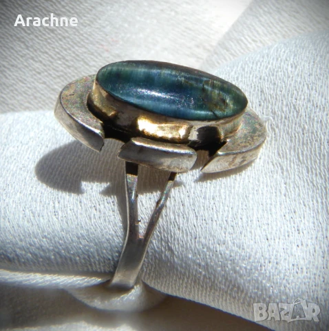 Сребърен ръчнокован дизайнерски пръстен с лабрадорит,Mariana Llanes,Мексико, снимка 3 - Пръстени - 50494415