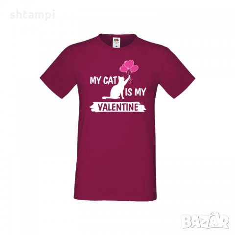 Мъжка тениска Свети Валентин My Cat Is My Valentine 2, снимка 5 - Тениски - 35715798