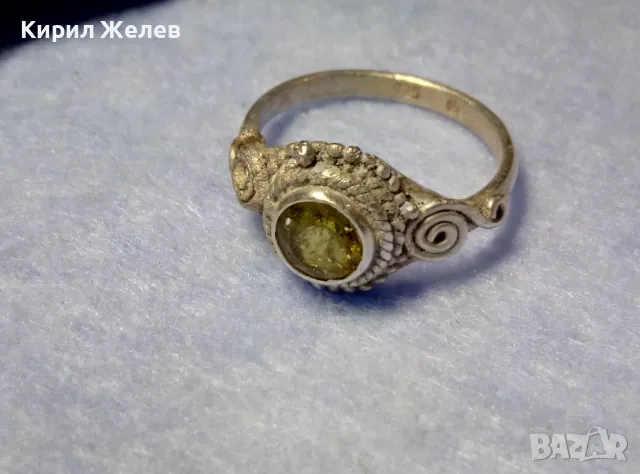 СТАР СКЪПЕЦЕНЕН СРЕБЪРЕН ПРЪСТЕН СРЕБРО 925 с РЪЧНО ФАСЕТИРАН НАТУРАЛЕН ПЕРИДОТ с ИНКЛУЗИИ 48621, снимка 8 - Антикварни и старинни предмети - 50136172
