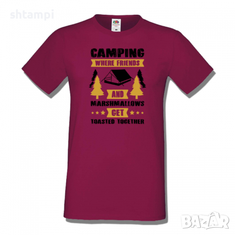 Мъжка тениска Camping Where Friends And Marshmallows Get Toastet Together,Къмпинг,Планина,Изненада,, снимка 5 - Тениски - 36348596