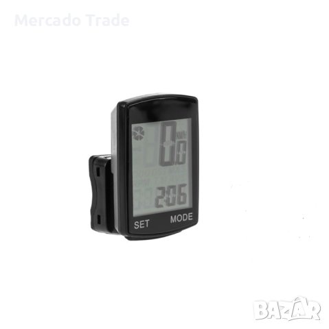 Безжичен скоростомер Mercado Trade,  За велосипед, Водоустойчив, 14 функции, Черен