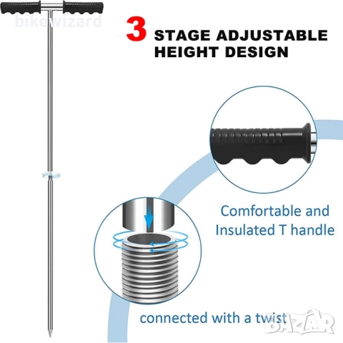 Сонда за почва с Т-образна дръжка, регулируема височина 81-122 см НОВА, снимка 3 - Градински инструменти - 51919762
