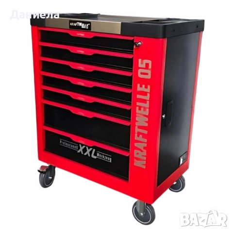 Професионална количка с инструменти Kraftwelle 05 - 7 чекмеджета и над 250 инструмента, снимка 8 - Куфари с инструменти - 51928673