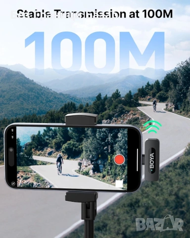 Нов BOYA BY-V3 безжичен микрофон за iPhone Android с шумофилтър за влог, снимка 8 - Микрофони - 49592061