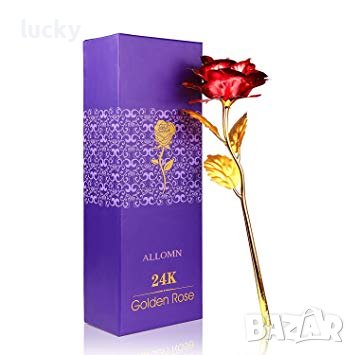 24K Gold Rose Златна роза Луксозен подарък за Св. Валентин, снимка 12 - Подаръци за жени - 39614007