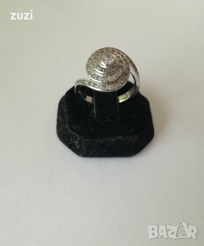 Сребърен пръстен с бели цирконий. Сребро проба 925., снимка 2 - Пръстени - 38994213