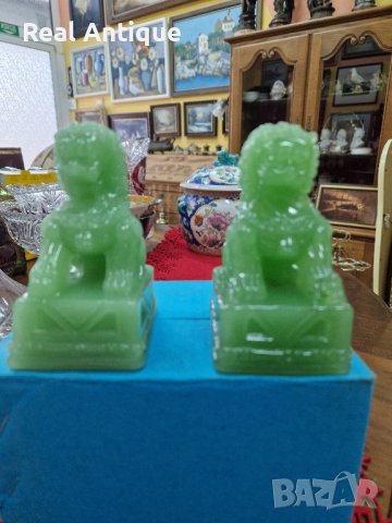 Чифт страхотни антикварни китайски фигури статуетки Куче Фу, снимка 3 - Антикварни и старинни предмети - 42268526