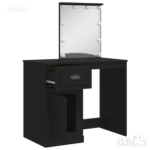 vidaXL Тоалетка с LED лампи, черна, 90x42x132,5 см, снимка 4 - Тоалетки - 56148152