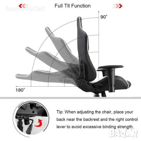 ПРОМОЦИЯ Геймърски / офис стол с ергономичен дизайн ZENEZ HL-W (YIZI), снимка 4 - Столове - 52838733