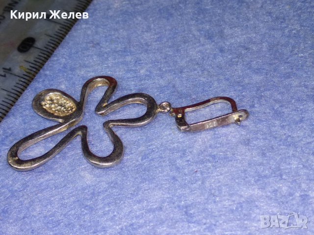 ШАРМАНТНА СРЕБЪРНА ВИНТИДЖ АРТ ОБЕЦА СРЕБРО 925 с БЯЛА ПОЗЛАТА и АНГЛИЙСКО ЗАКОПЧАВАНЕ 43226, снимка 10 - Обеци - 44707709