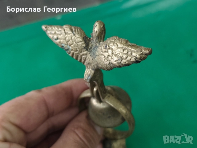 ЗВЪНЧЕ КАМБАНКА НАКИТ ЗА КОН СБРУЯ СТАРИННА БРОНЗ ОРЕЛ АПЛИКАЦИЯ, снимка 6 - Антикварни и старинни предмети - 52477769