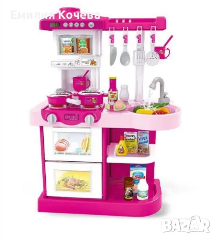 Детска кухня, с 28 аксесоара, розова с вода, снимка 3 - Други - 47950596
