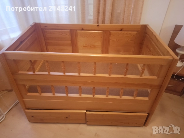 Продавам  детска кошара масивно  дърво и бебешко столче-350 лв, снимка 3 - Мебели за детската стая - 52877870