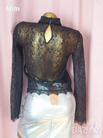 STYLE S Черен дантелен топ с дълъг , снимка 5 - Корсети, бюстиета, топове - 53613697