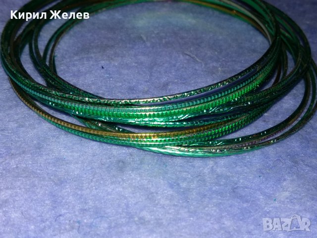 КОМПЛЕКТ СТОМАНЕНИ ЛАКИРАНИ ЗЕЛЕНИ ОРНАМЕНТИРАНИ ГРИВНИЧКИ 37496, снимка 5 - Гривни - 40856377