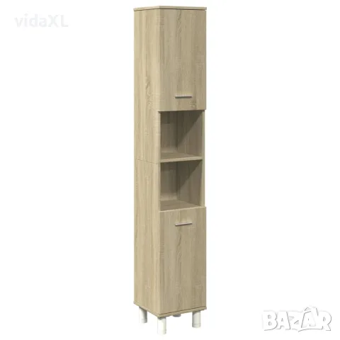 vidaXL Шкаф за баня, сонома дъб, 30,5x30x179 см, инженерно дърво