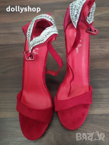 Червени Дамски Обувки на ток, снимка 1 - Дамски обувки на ток - 34266844