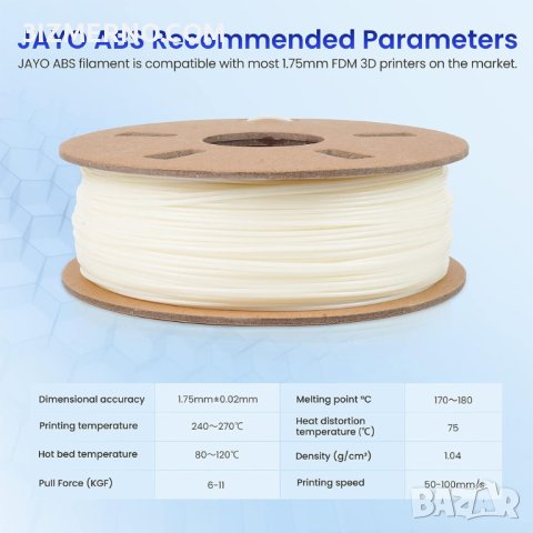 ABS Filament JAYO 1.75mm 0.650kg ROHS за FDM 3D Принтери, снимка 4 - Консумативи за принтери - 41667202