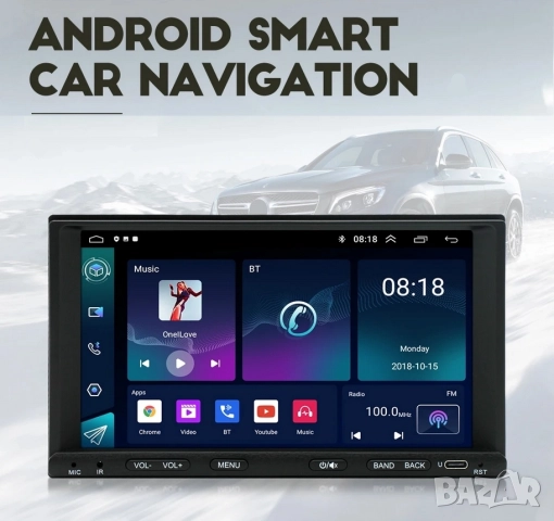 7” 2-DIN мултимедия с Android 15, RDS, 4/64GB, CarPlay и AndroidAuto , снимка 2 - Аксесоари и консумативи - 52904147