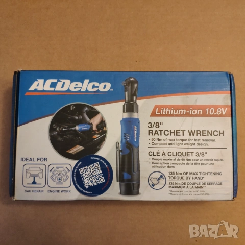 ACDelco  G12 12V Li-Ion 3/8" тресчотка Cordless Ratchet Wrench Kit + Socket Set, снимка 9 - Други инструменти - 52878979