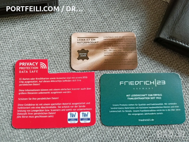  Кожен портфейл Friedrich с RIFD NFC защита и щампа на елен , снимка 4 - Портфейли, портмонета - 53617247
