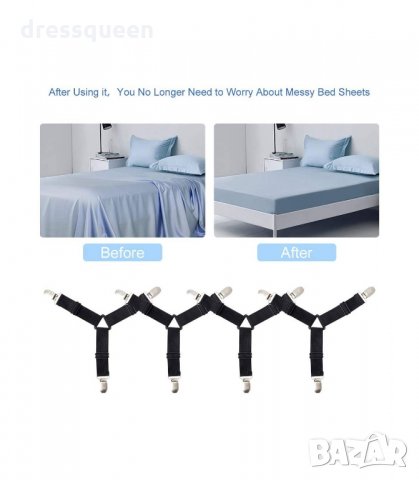 2939 Ластични държачи за чаршафи, тройни, снимка 11 - Спално бельо - 34265232
