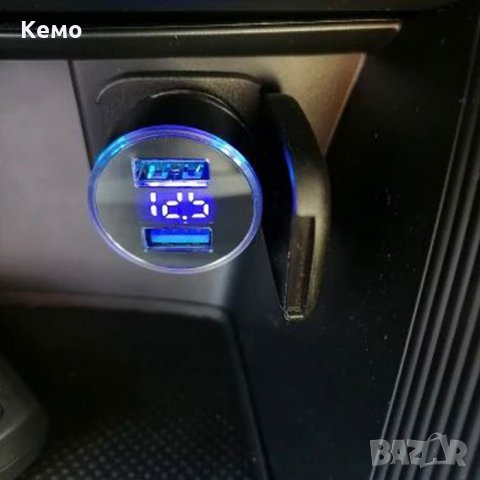 Двойно usb зарядно за кола с волтметър, снимка 7 - Аксесоари и консумативи - 23510762