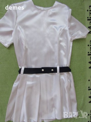  Бяла къса сатенена рокля с къс ръкав, нова, размер 42
