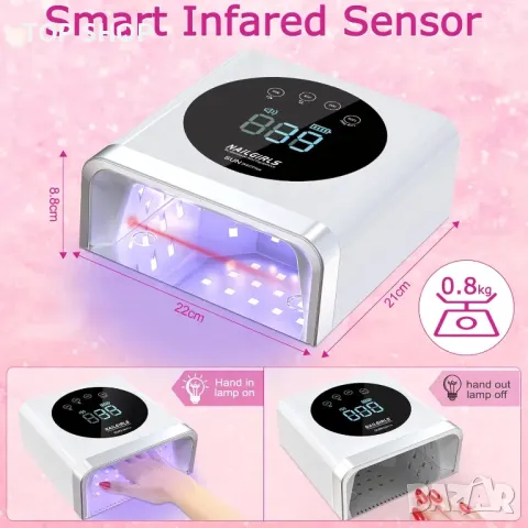 NAILGIRLS UV LED лампа за нокти Безжична, акумулаторна 150 W бързо втвърдяваща, снимка 6 - Продукти за маникюр - 49546302