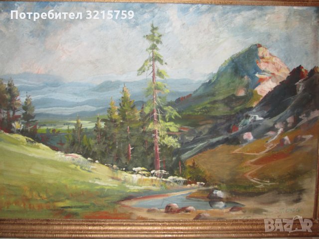 Голяма Картина,масло,картон,подпис,66х45см.