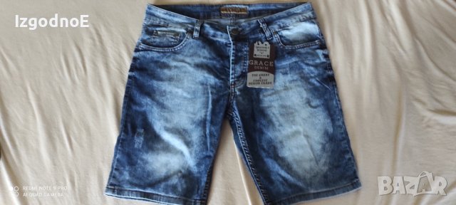 Л-ХЛ Нови къси дънки, дънки до коляното варен памук 