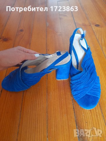 Италиански кожени сандали с велур, снимка 1 - Сандали - 42534162