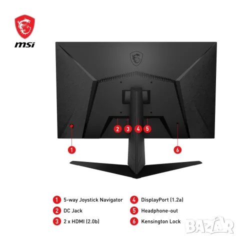 Гейминг монитор MSI G2412F, 23.8'', 180Hz, 1 ms, IPS, черен, снимка 3 - Монитори - 55754232