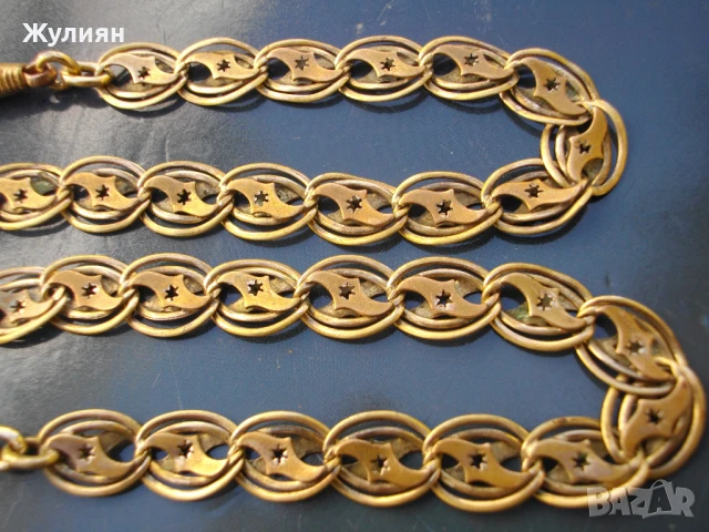 СТАР ПОЗЛАТЕН КЮСТЕК ЗА ДЖОБЕН ЧАСОВНИК , снимка 7 - Антикварни и старинни предмети - 51151150