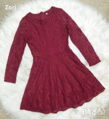ИЗКЛЮЧИТЕЛНО КРАСИВА дантелена рокля в цвят вино ХХС размер 