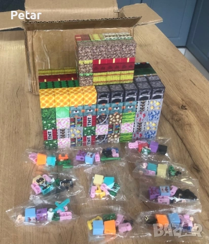 Магнитни Кубчета Майнкрафт 100 бр.+ 5 героя  Magnetic Blocks Minecraft, снимка 4 - Конструктори - 53031355