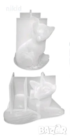 3D Лисица седнала легнала силиконов молд форма калъп за фондан шоколад гипс смола свещ декор, снимка 7 - Форми - 45753686