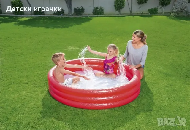  Надуваем басейн Bestway 152 х 30 см, неон мат, син/червен, снимка 4 - Басейни и аксесоари - 49925909